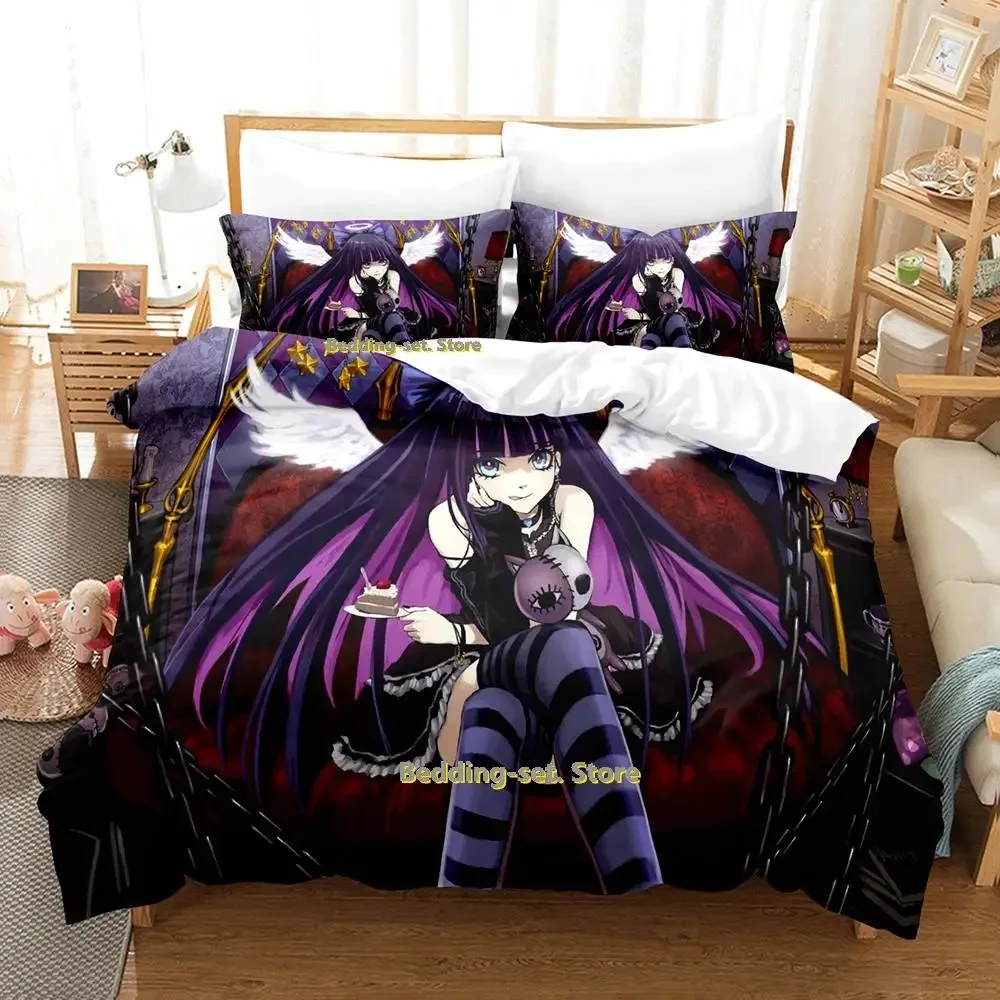 New Anime Panty Stocking Bedding Set Cartoon Girls three-piece set Adult Kid Bedroom Duvetcover Set conjunto de cama de solteiro