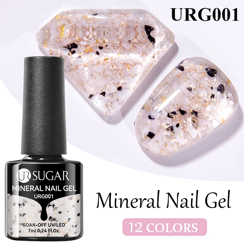 UR SUGAR 7ml Gold Glitter Mineral Gel Shining Sequin Nail Gel Polish Semi Permanent Soak Off UV LED Gel Manicure Varnish