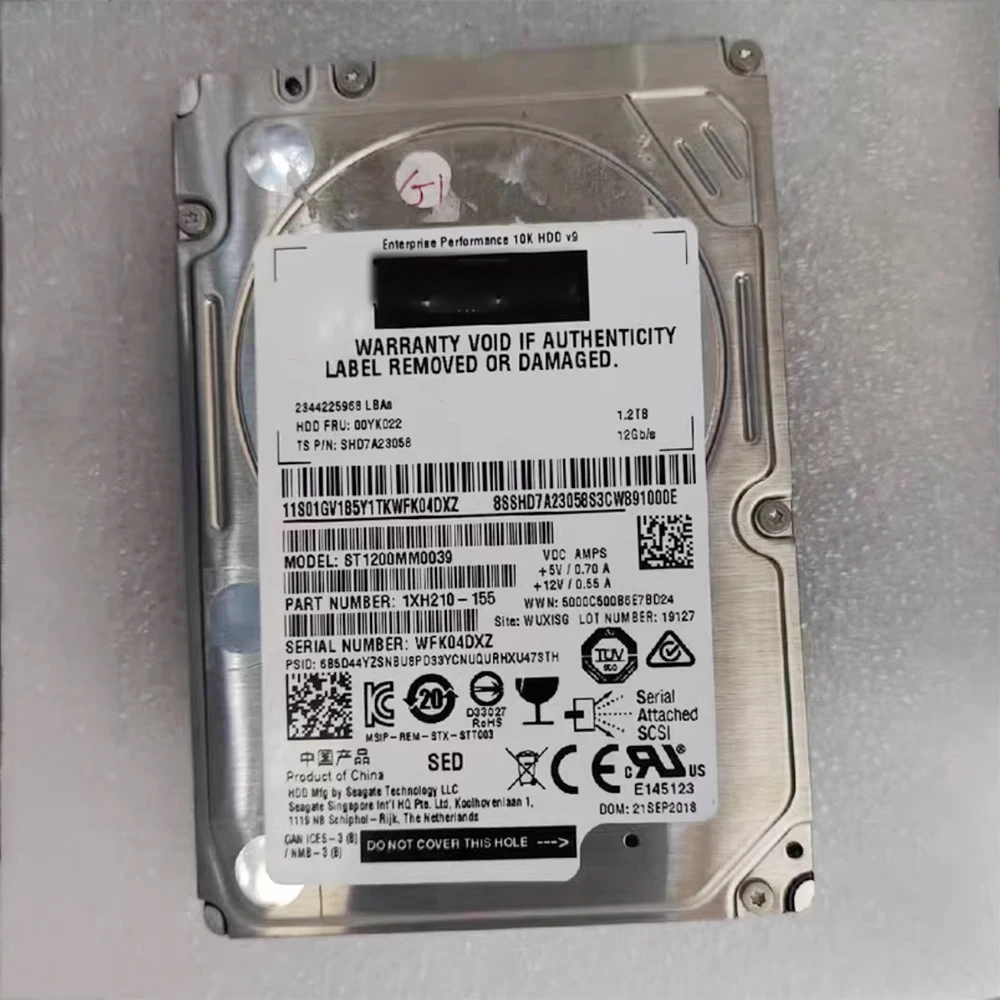 For Lenovo ST1200mm0039 HDD 1.2T 2.5'' 12Gb 00YK022