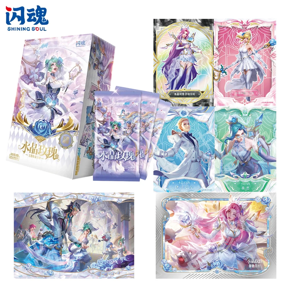 Shining Soul LOL Wild Rift Crystal Rose Limited Collection Gift Box Serial Number Rare Foil Hero Cards Official Mobile Game Toys