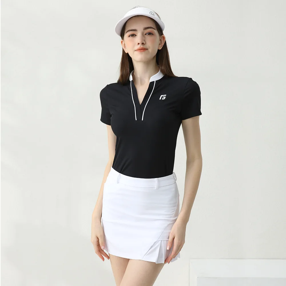 

Black 2024 Golf Wear Women POLO Slim Fit Shirt Summer Quick Dry Clothes Top Badminton Apparel Outdoor Sport Gym Casual Outfit