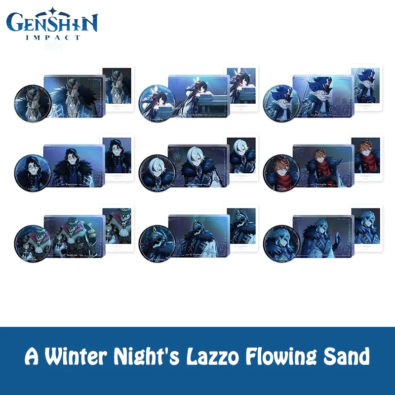 

Genshin Impact A Winter Night's Lazzo Badge Flowing Sand Acrylic Capitano Arlecchino The Captain in Stock