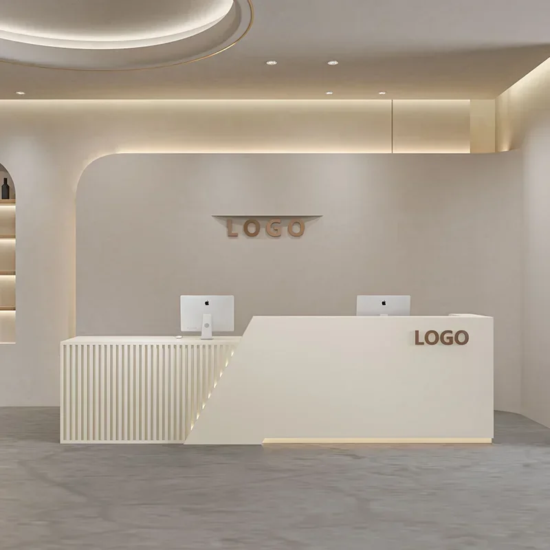 G8578 Modern Company Simple Bar Counter Barber Shop Front Desk Beauty Salon Cashier Desk New Chinese Paint Reception Desk Counte
