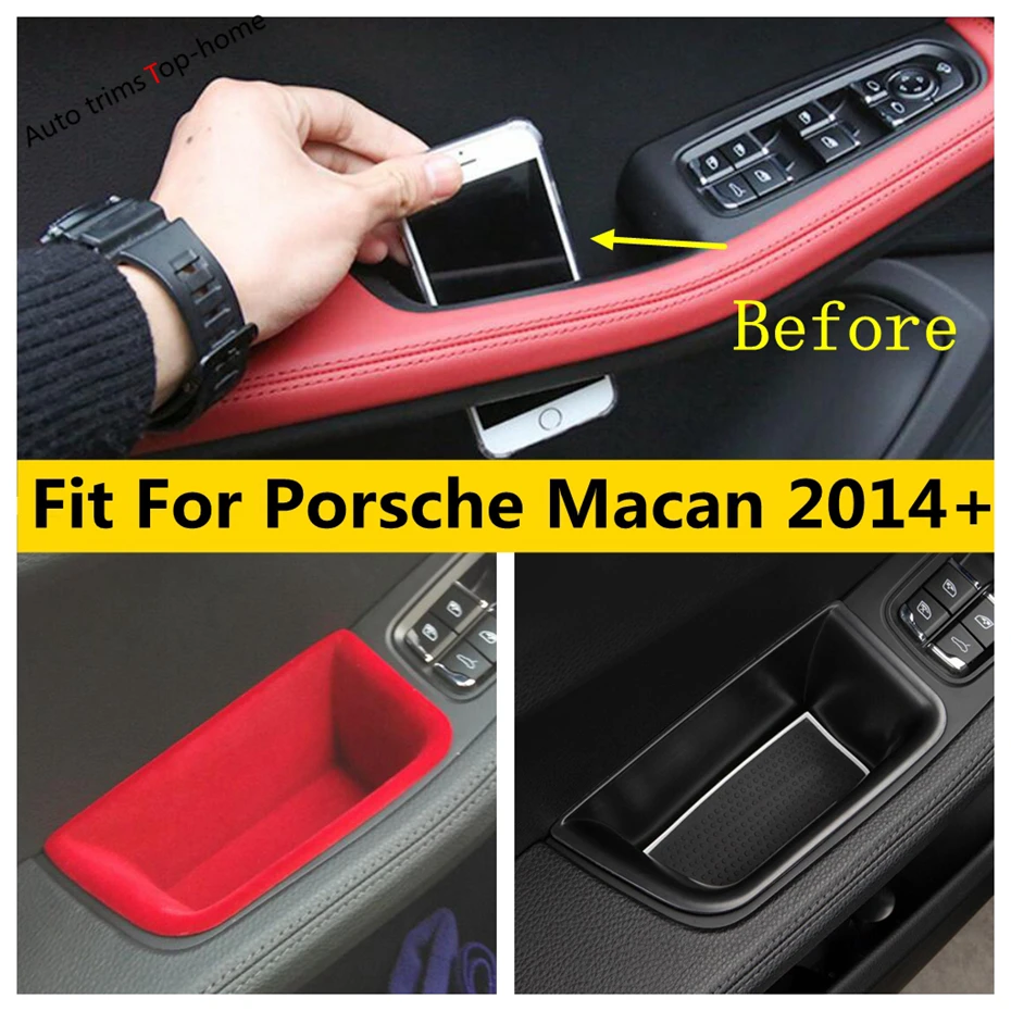 

Auto Central Control Armrest Storage Box Front Door Handle Container Interior Accessories Cover For Porsche Macan 2014 - 2020