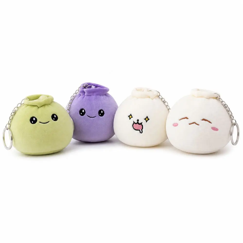 Gifts Steamed Keychain Metal Key Ring Cartoon Facial Expression Steamed Bun Keychain Backpack Accessory Bag Charm