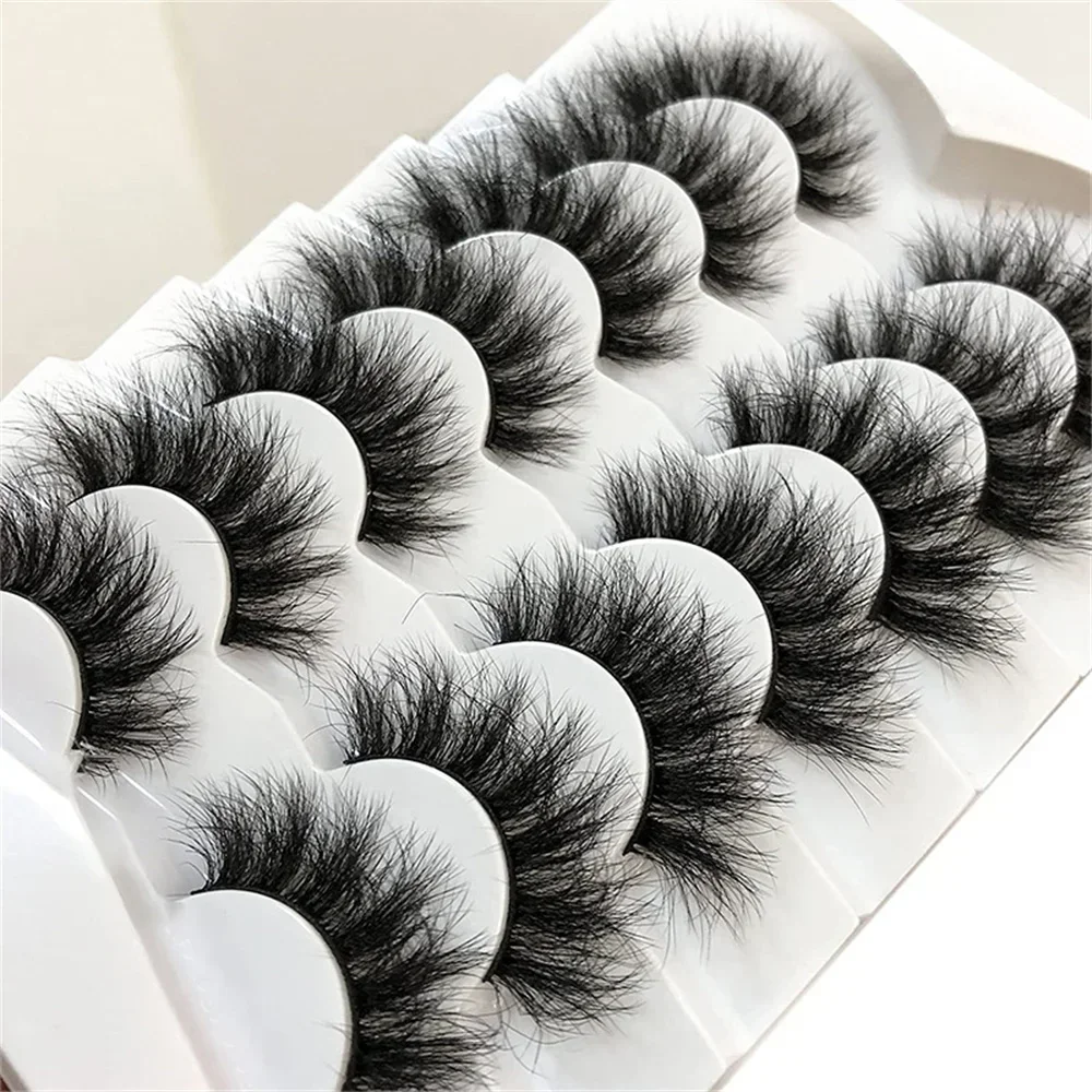 7 Pairs 6D Faux Mink Lashes Bulk Russian Volume Fluffy Natural False Eyelashes Thick Dramatic Mink Eyelashes