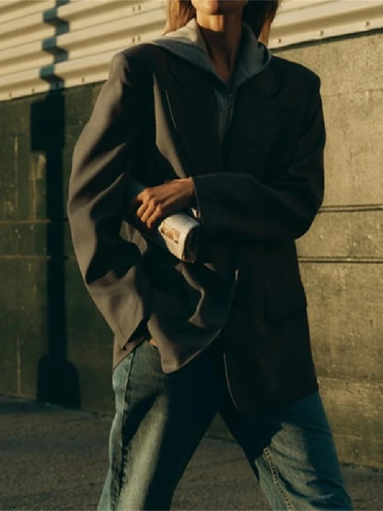 Z Nuovo design da donna Lungo Sve Felpa Sle Suit Jaet con cappello Patchwork Capispalla invernale Pendolarismo Faion Poliestere