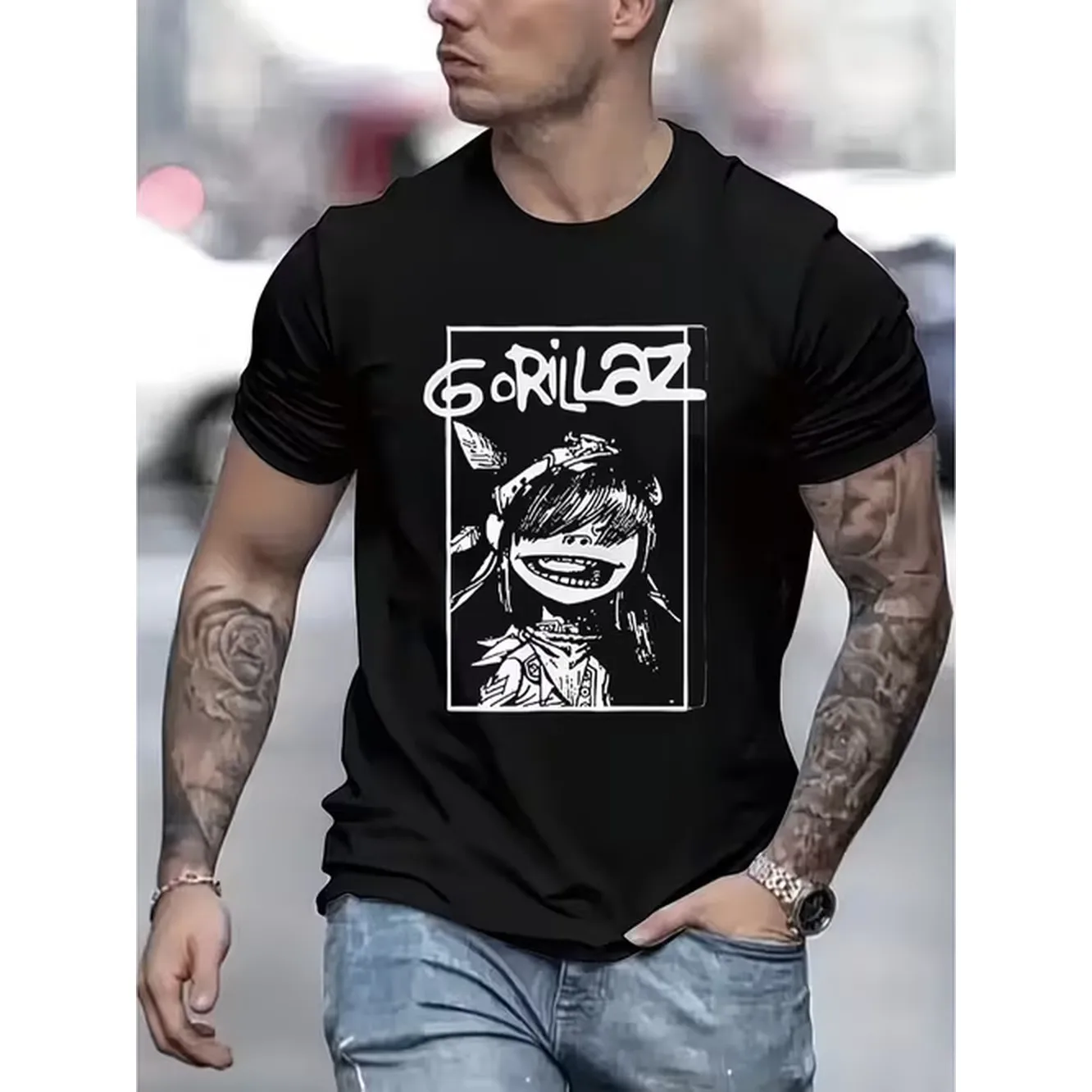 Mens Tshirt Comfortable Crew Neck Casual Cotton Soft Breathable Top Menswear Tshirt Streetwear Cotton Fabric Trendy Letter Print