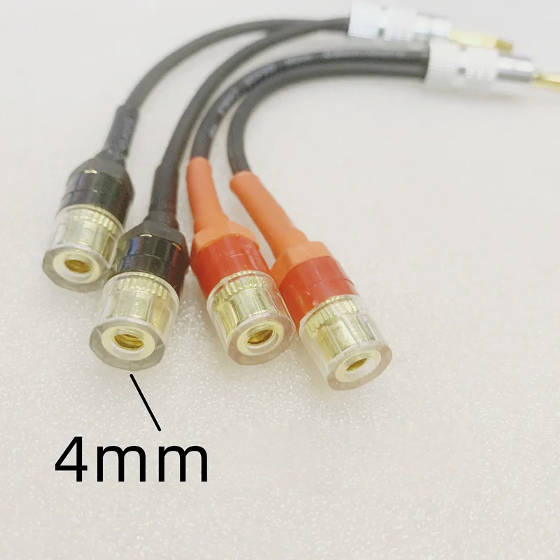 1 Paar Bananenstecker auf 2 Bananenbuchsen Kupfer-Audiokabel-Splitter für Verstärker zum Anschluss von Lautsprechern – Detail 3