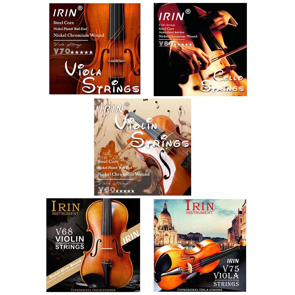 IRIN Violin Strings Professional Viola Cello Strings (E-A-D-G) Nickel Silver Wound for 4/4 3/4 1/2 1/4 Musical Parts Accessories