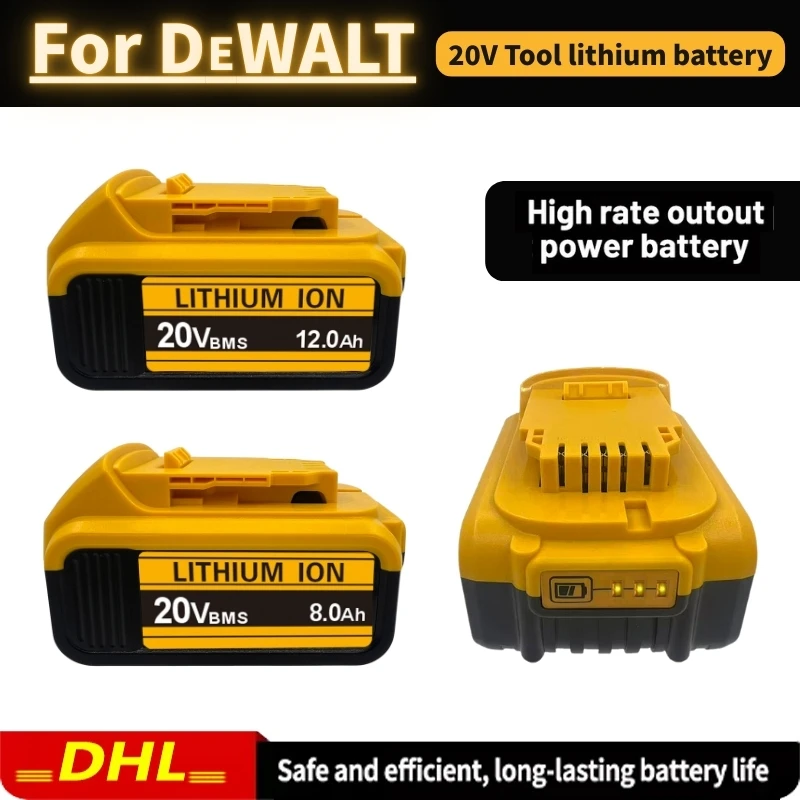 

For DeWalt 18V 20V 12.0Ah 8.0Ah MAX Battery Power Tool Replacement For DeWalt DCB184 DCB181 DCB182 DCB200 20V Battery.