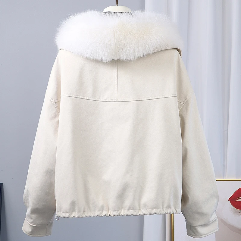 2024 New Winter Puffer Jacket Women Short Real Fox Fur Leisure Time Warm 90% White Duck Down Coat Female Parkas Waterproof Coat