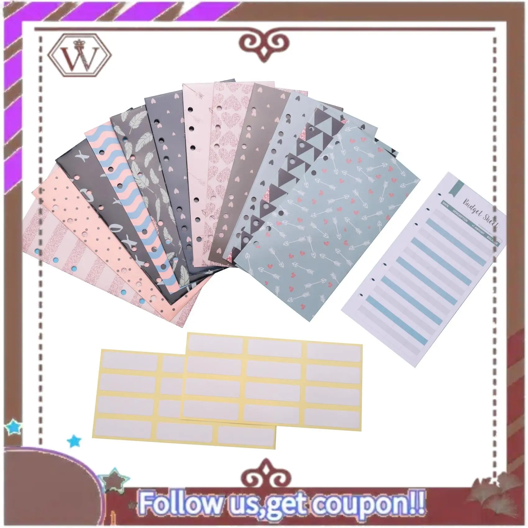 ABBG-12 Packs Budget Envelopes Laminated Cash Envelope For Budgeting And Saving Money Waterproof Finance Keeper Organizer