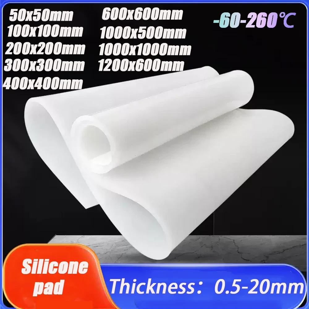 1Pcs Translucent Silicone Rubber Sheet High Temp Resistance Food Grade Silica Gel Plate 50x50 100x100 200x200 300 400 500 1200mm