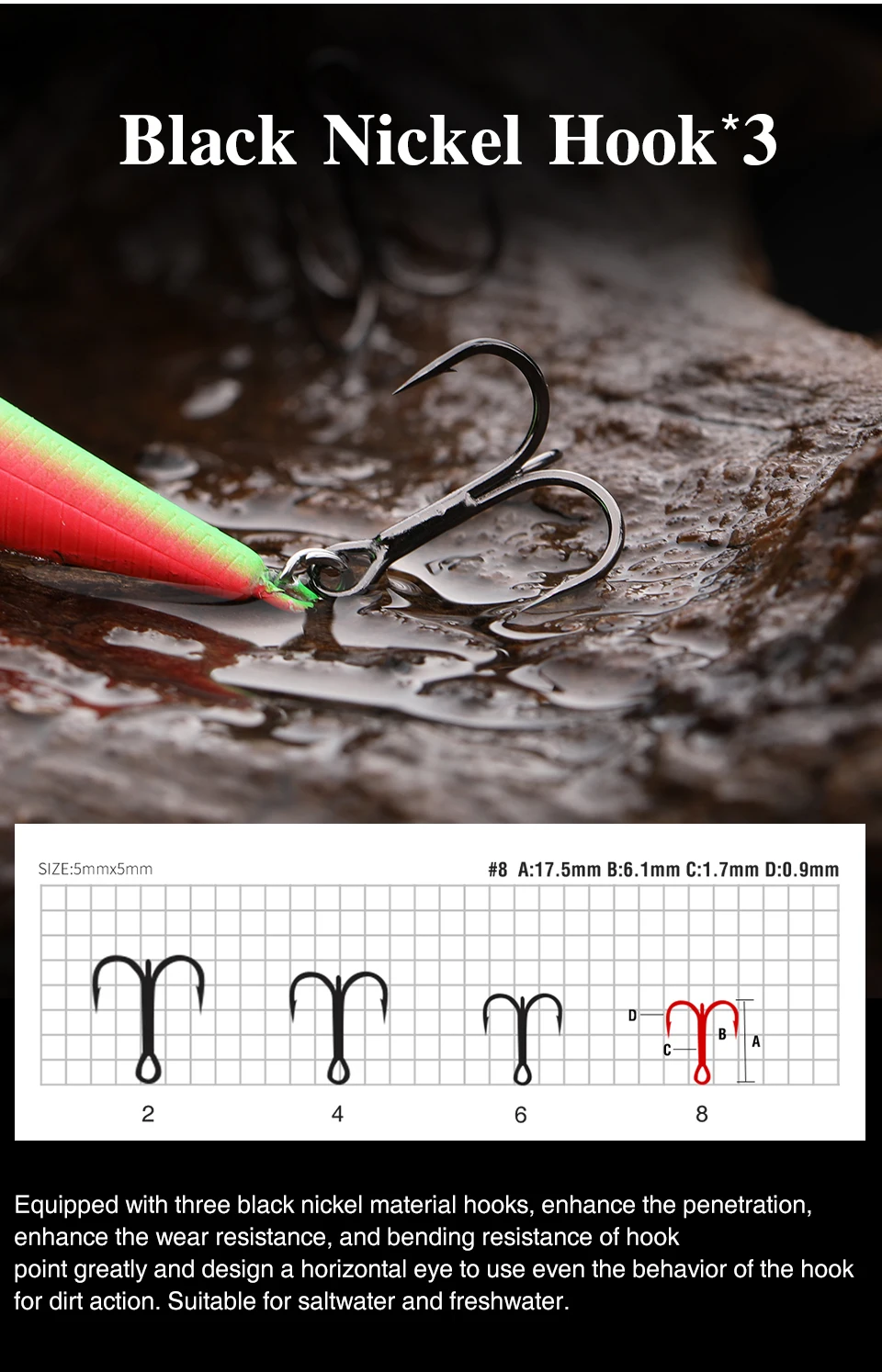 TSURINOYA 98mm 10g SP Tiefe Max 2,2m Suspending Minnow Jerkbait AURORA 98SP Gewicht Harter Köder Weitwurf Angelköder – Detail 12
