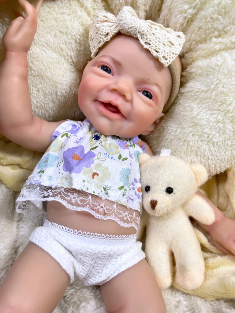 

13 Inch Charlie Girl Solid Silicone Reborn Baby Doll Washable Body Soft Silicone Elastic Stress-relieving Doll Christmas Gift