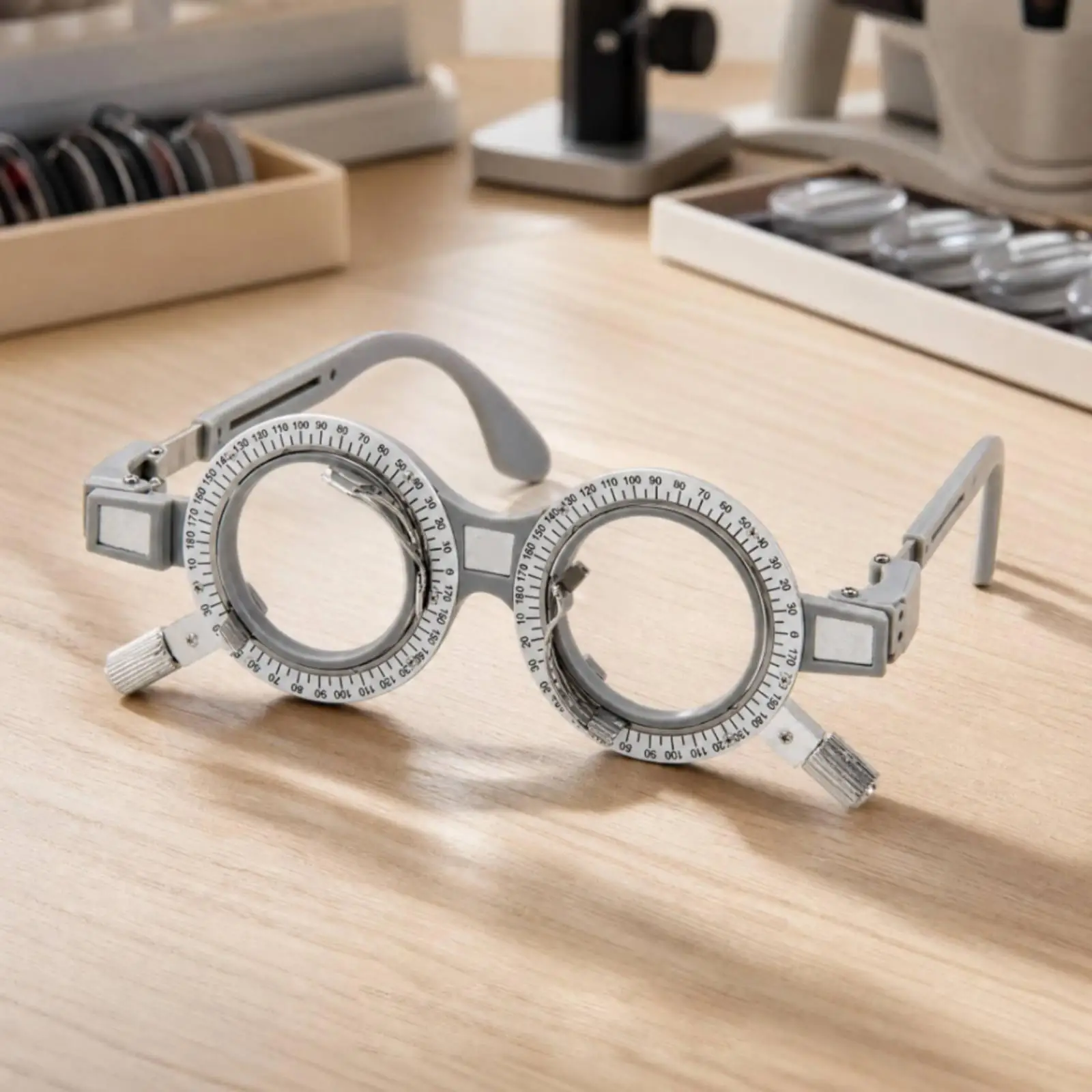 Vision Testing Trial Frame Adjustable Temple Length 30g Metal Frame with Graduated Marks for Optometry Lens Fitting Equipment