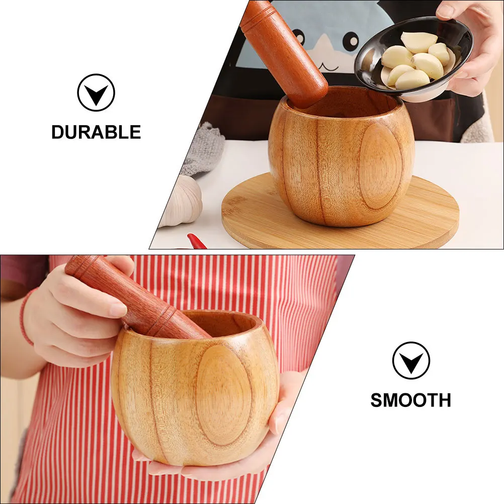 

Premium Wooden Masher Grinding Bowl Ergonomic Pestle Kitchen Tool Garlic Crushing Home Use Gift Wood Garlic Press Pestle