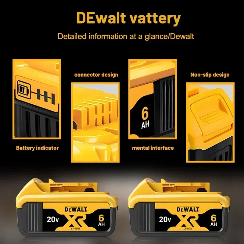 Original DEWALT 12V/20V/60V battery 2AH 5AH 6AH 9A，for DCS391N, DCS391, DCS380N, DCS380, DCS33 power tool  battery  and Charger