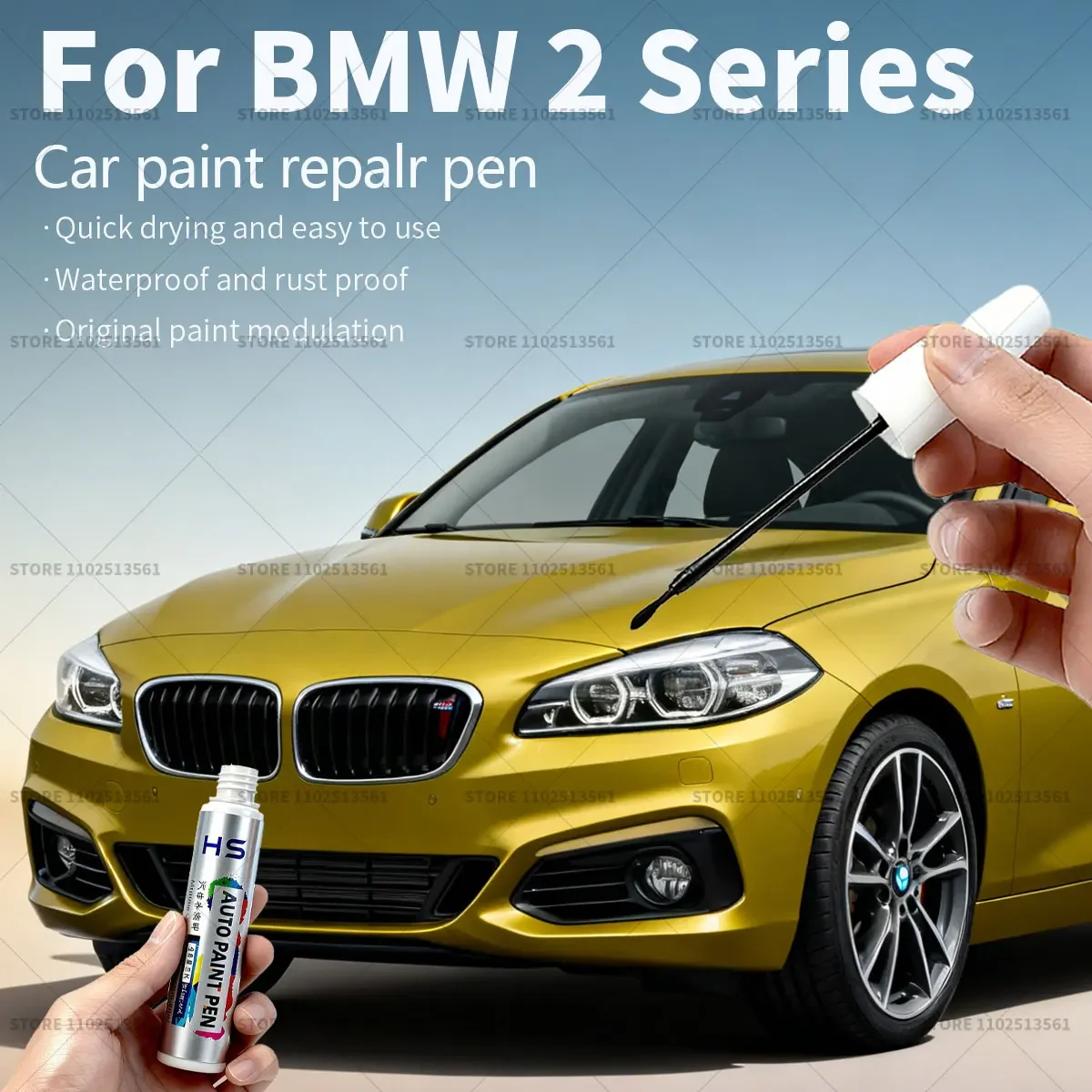 

Ручка для ремонта автомобильной краски для BMW 2 серии Touch Up Scratch Remover DIY Автоаксессуары Белый 300 490 Черный 475 Синий C31 Серый C4W