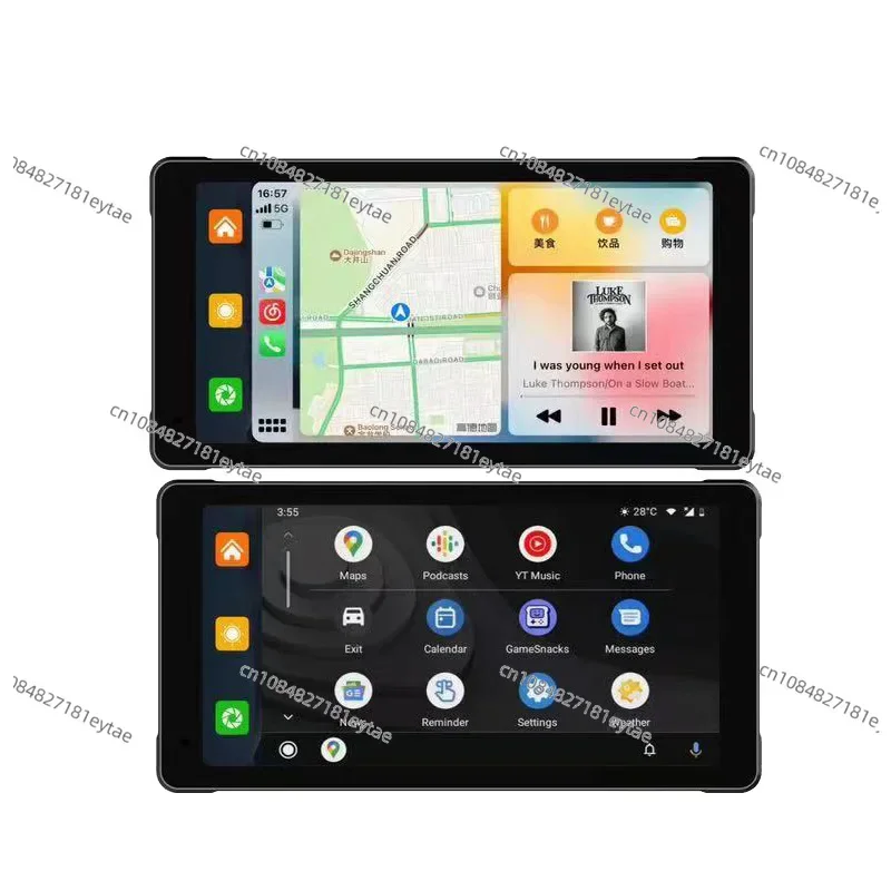 5.5 inch motorcycle navigator portable wireless carplay remote control driving recorder