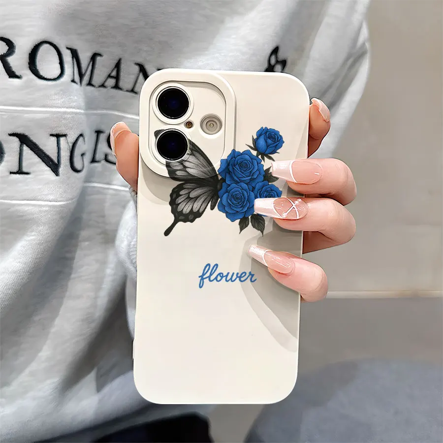 Чехлы для телефонов с рисунком бабочек и роз для iPhone 17–11 Pro Max Plus