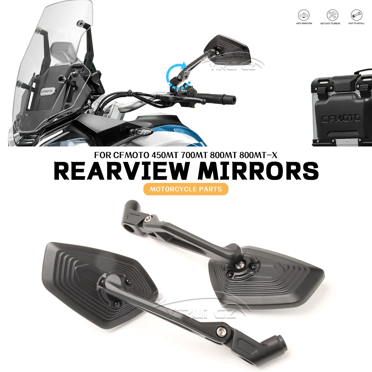 الألومنيوم قابل للتعديل الجانب مرايا الرؤية الخلفية ل CFMOTO 450MT 700MT 800MT-X 450 700MT 2024-دراجة نارية مرآة الرؤية الخلفية 800MT 2021- #1