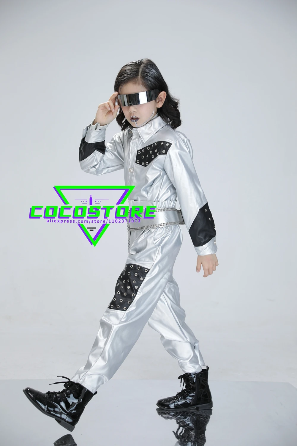 Silber Jazz Dance Kostüme Für Kinder Mode Bühne Tragen Für Kinder Jungen und Mädchen Hip Hop Street Dance Kinder Leistung Kleidung