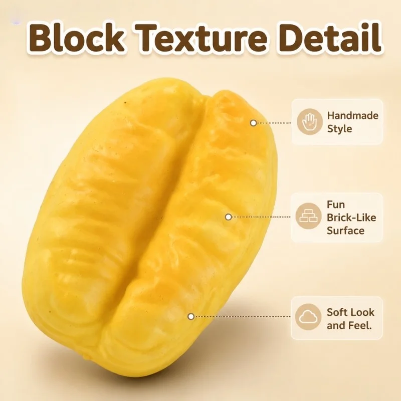 Funny Block Fried Dough Squishy Toy, Soft Silicone Stress Relief Squeeze Toy, Handmade Simulated Fried Dough Fidget Toy