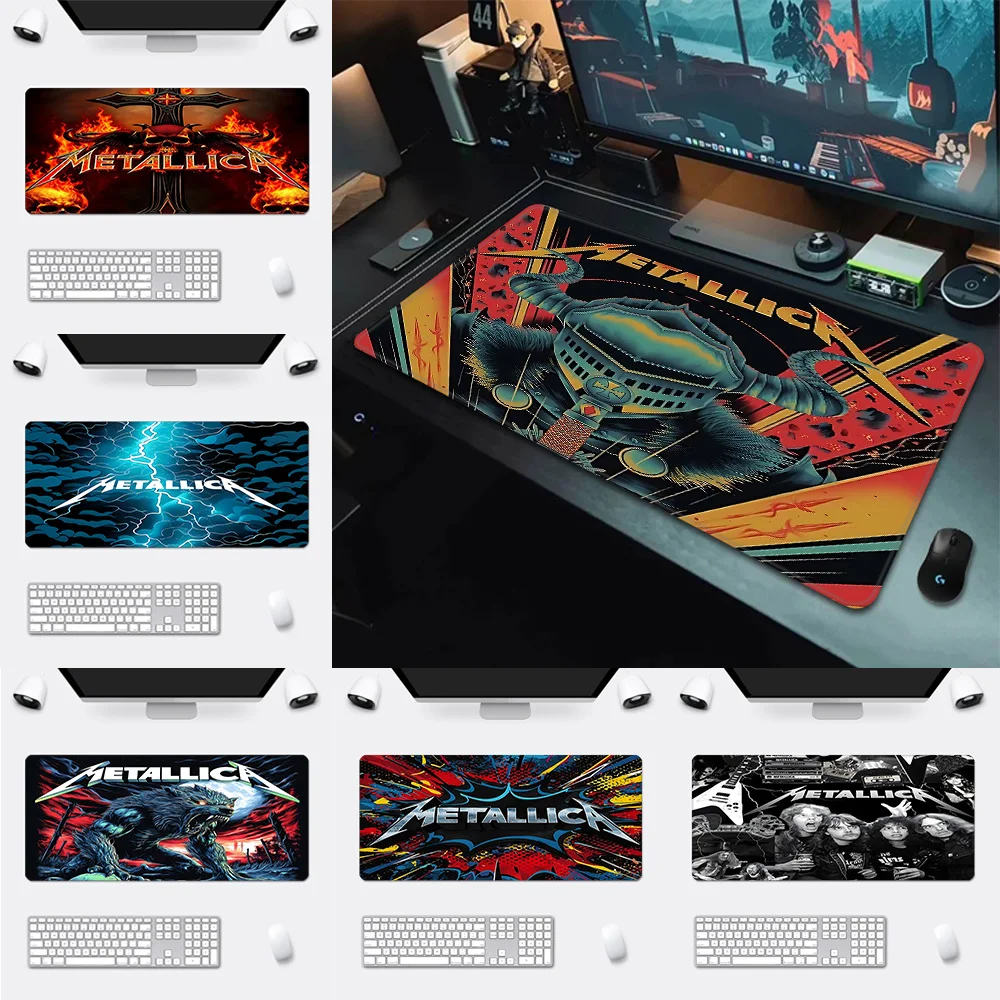 

Коврик для мыши Anime Band M-METALLICAS с HD-печатью, для геймеров, с фиксирующим краем, нескользящий, XXL 90x40 см, для клавиатуры и ПК, настольный коврик