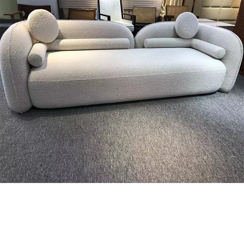 Modern Hotel Reception Sofa Combination Living Room Sofa Nordic Light Luxury Curved Beauty Salon Sofa Lamb Velvet Couch