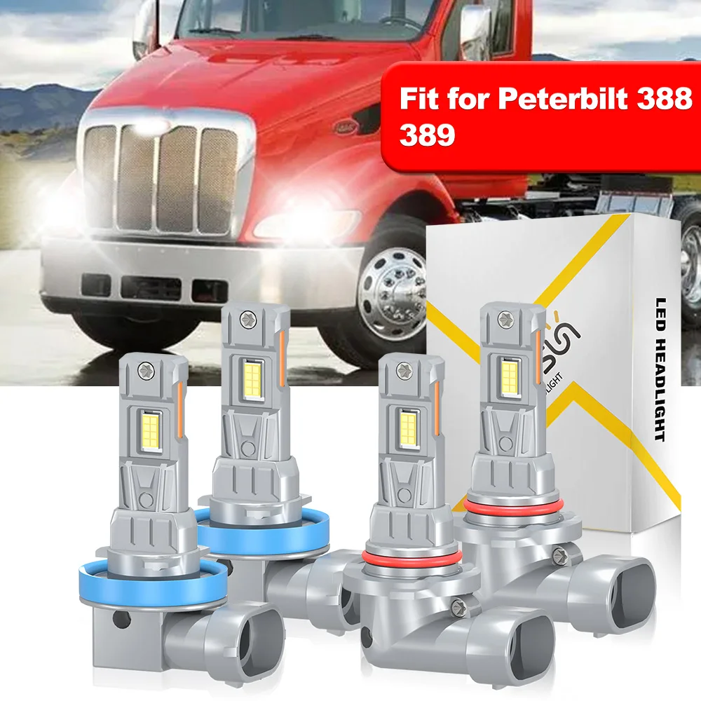 

Для Kenworth T370 светодиодные автомобильные фары 9005 H11 дальний ближний свет автомобильные лампы 3570 чип CSP 25000LM 6000K белый 4 шт.