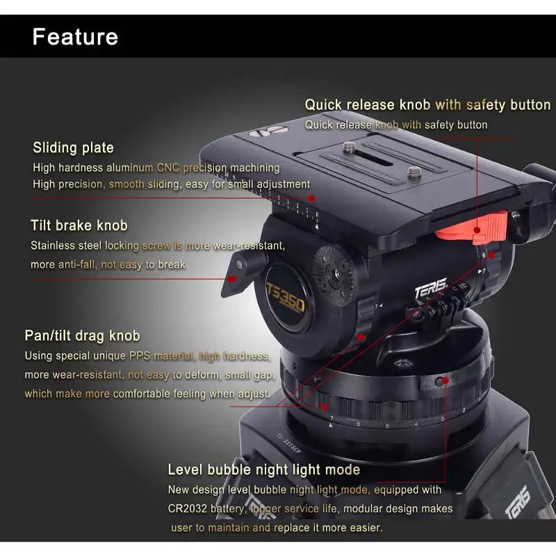 رأس السائل Teris TS350 150 مم 40 كجم حمولة لرأس السائل TS350CF