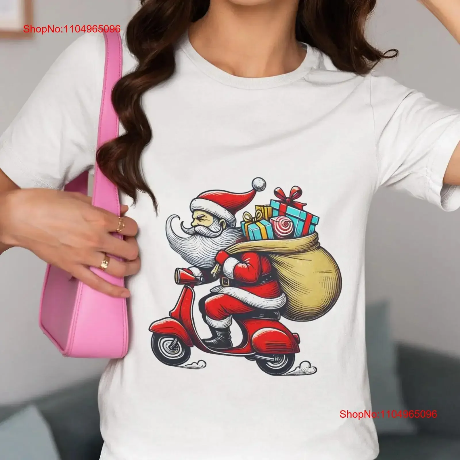 Camiseta navideña de Papá Noel para montar en patinete, divertida, festiva, navideña, novedad para amantes, diseño moderno, Top vintage lavado para hombre