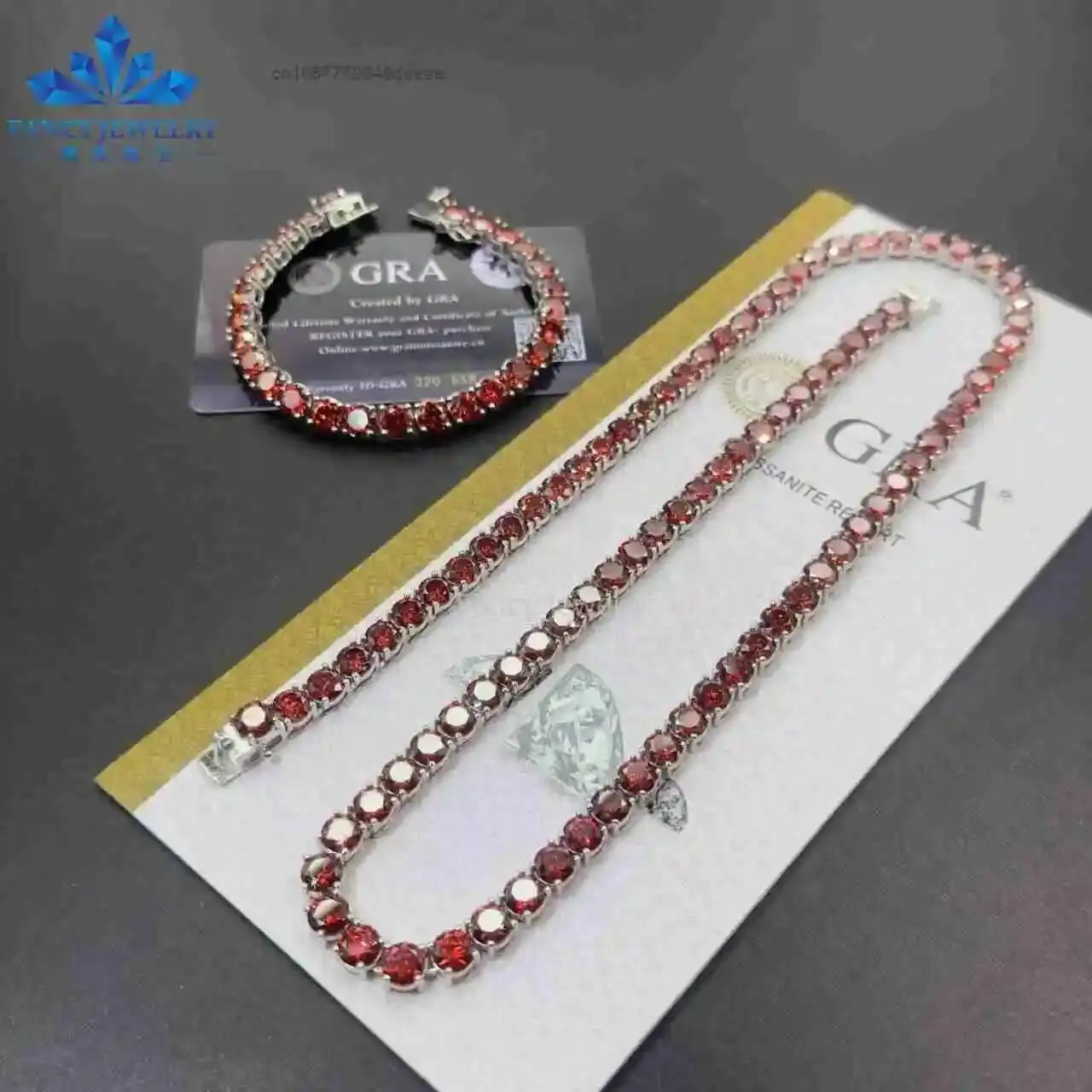 S925 necklace Moissanite Garnet Red Tennis Chain Bling HipHop Jewelry Iced Out VVS Moissanite Diamond Necklace 3mm 4mm 5mm 6.
