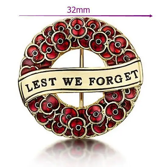 Siam Poppy Wreath Brooches for Women Commemorative Brooch Pins Badges Coats Accessories Lest We Forget Jewelry Gifts Wholesales