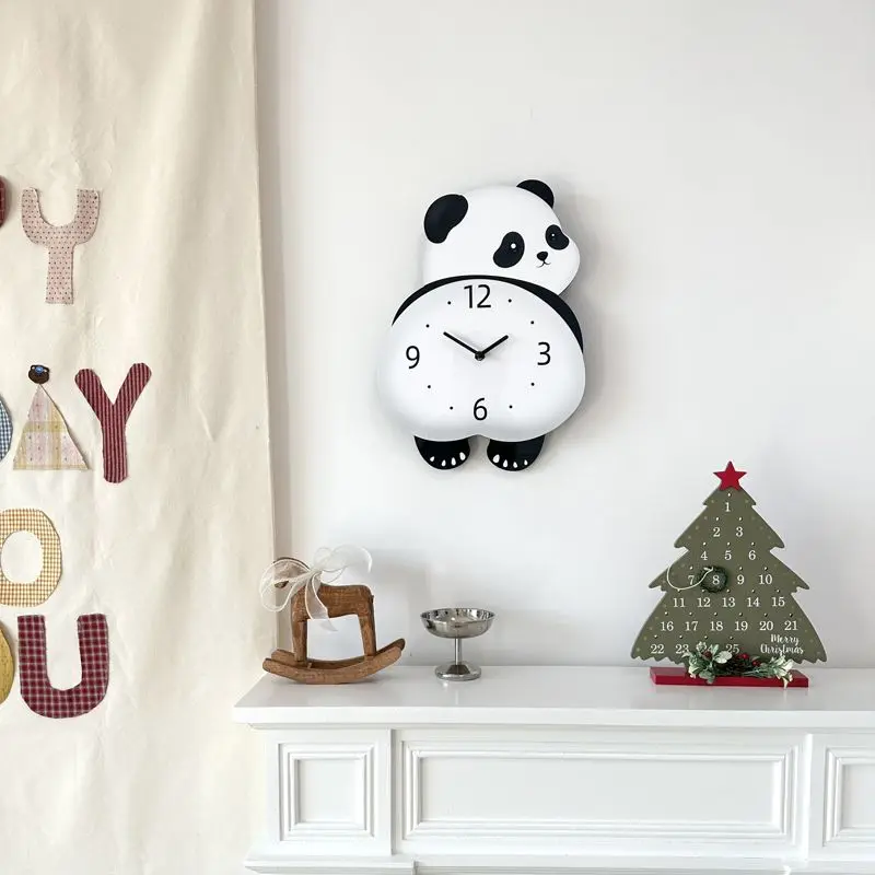 Creative Swing Panda Simple Foot Wall Clock Living Room Home Silent Dining Room Wall Clock Bedroom Clock - view 4
