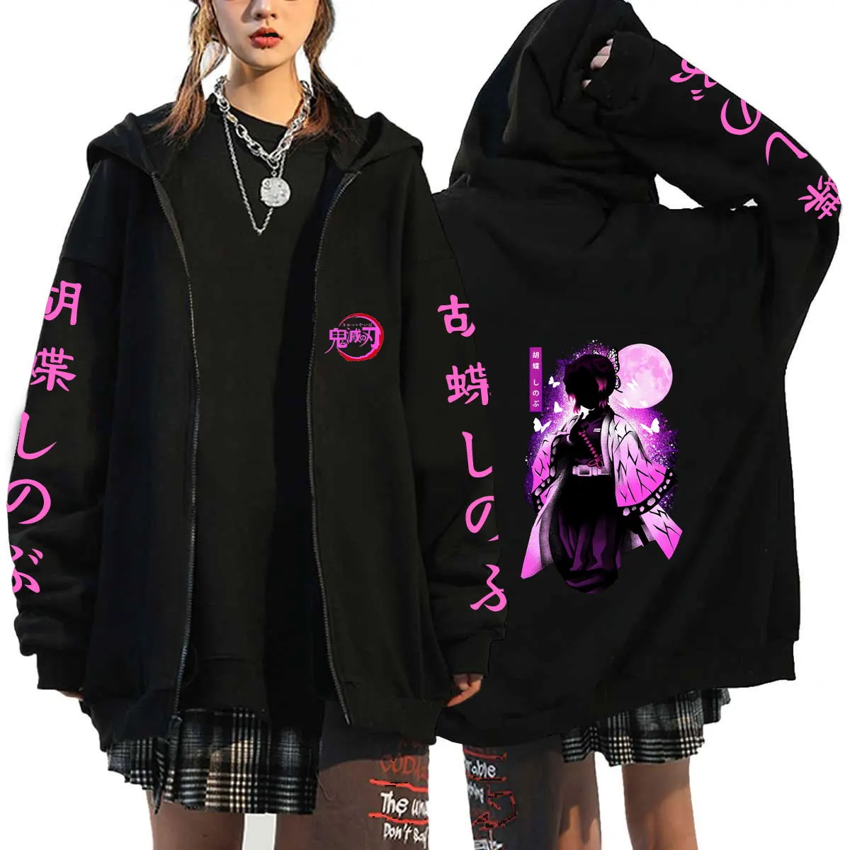 Anime Demon Slayer Hoodies Kimetsu No Yaiba Zipper Sweatshirt Men Women Long Sleeves Zip Up Outwears Unisex Jackets Streetwear