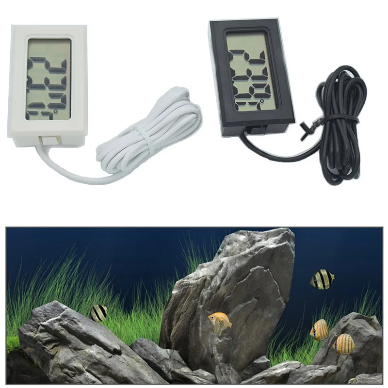 Digital LCD Digital Thermometer Aquarium Electronic Precision Fish Tank Temperature Measuring Tool with Waterproof Probe