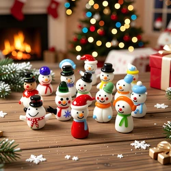 Colorful Cute Glass Snowman Mini Figurine - Home Tabletop Christmas Ornament Living Room Decor New Year Gift for Kids Collection