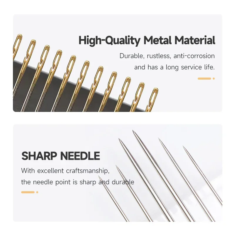 12PCS Sewing Needles Multi-size Side Opening Stainless Steel Darning Sewing Household Hand Tools DROPSHIPPING