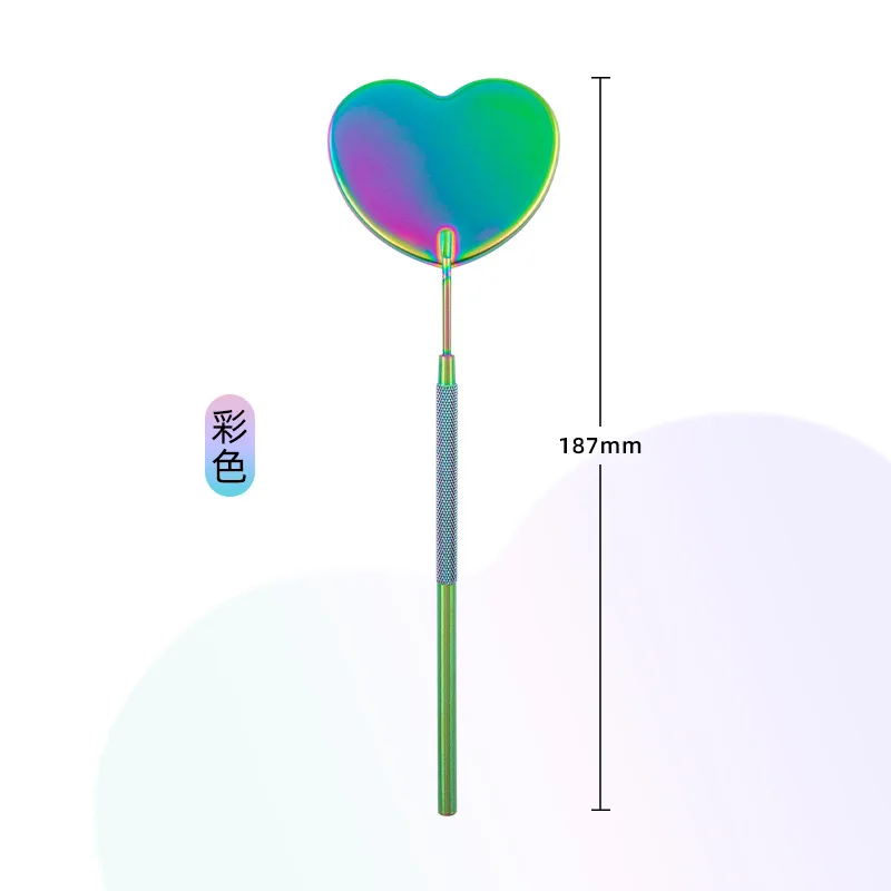 Multifunction Eyelash Mirror Heart Shape Magnifying Beauty Long Handle Mirror For Checking False Eyelashes Extension Supplies