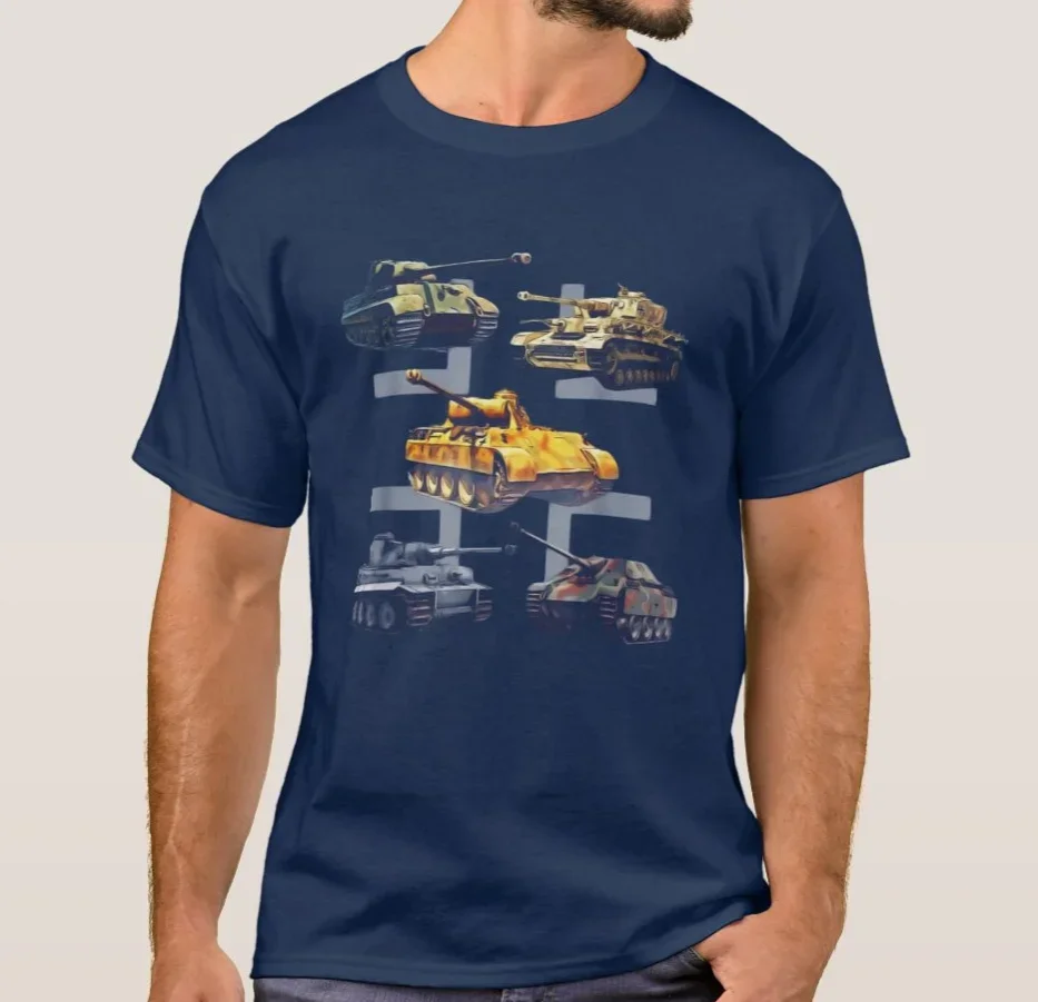 WWII German Panther Jagdpanther Tiger 1 Tiger 2 Tanks T-Shirt 100% Cotton O-Neck Short Sleeve Casual Mens T-shirt Size S-3XL