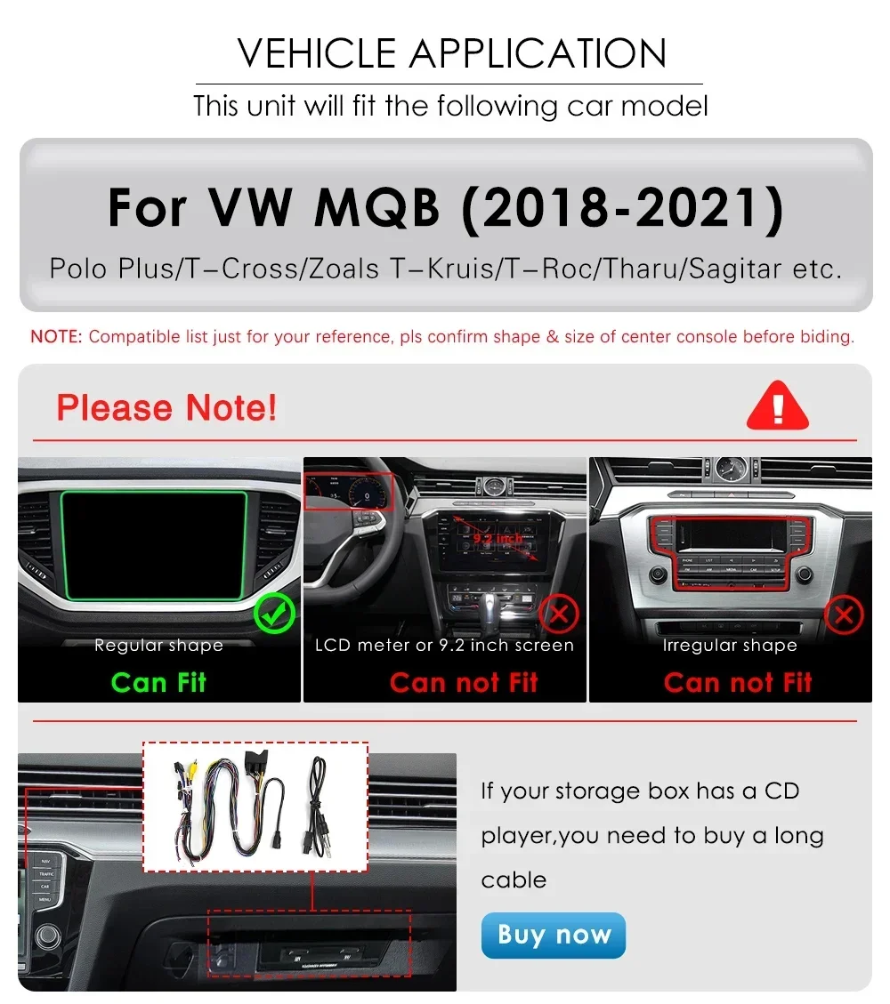 Carplay 4G 9" Car Radio Android for VW MQB Polo Plus T-Cross Zoals T-Kruis T-Roc Tharu Sagitar Multimedia Player GPS 2Din Stereo