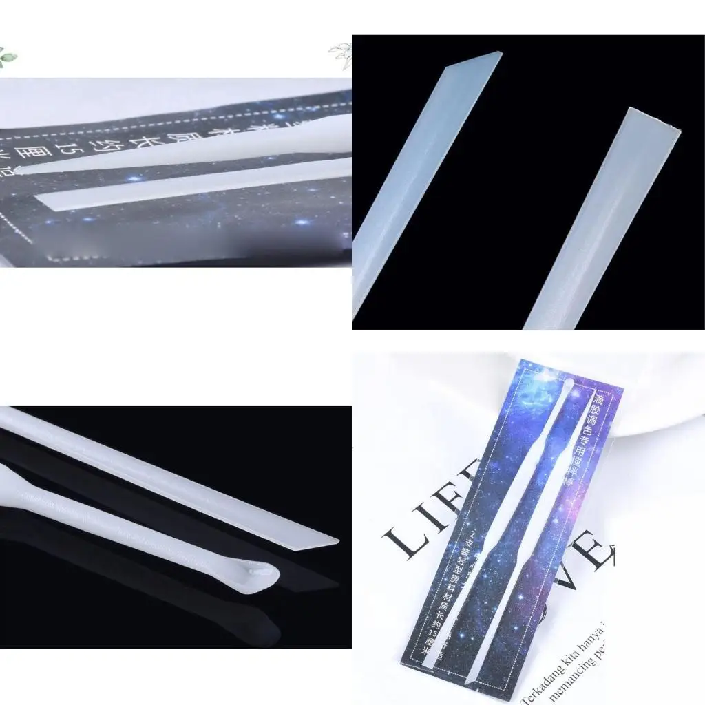

31BB 2Pcs UV Resin Mold Silicone Stirrers Spoon DIY Casting Jewelry Tools