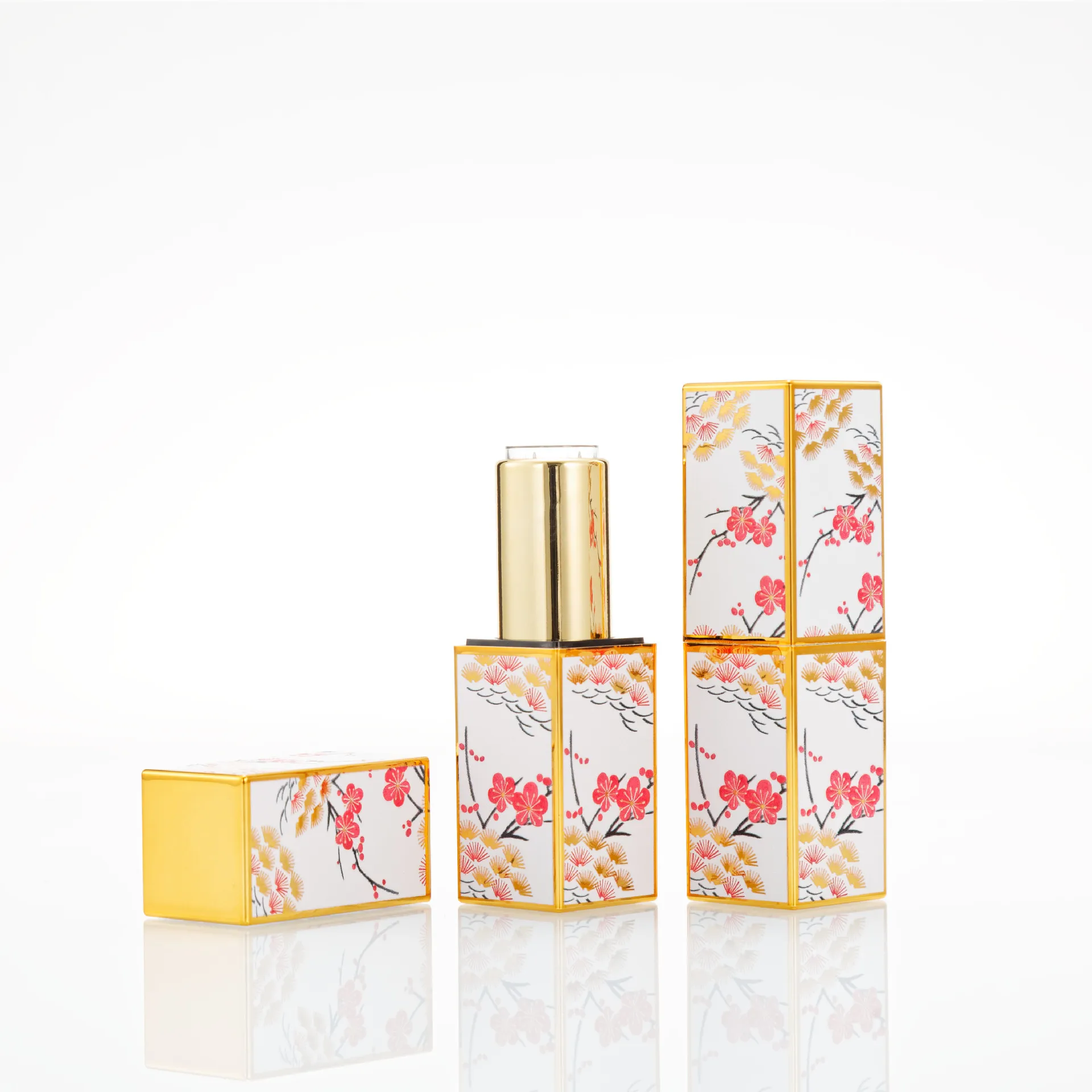 4g Lipstick Tube Cosmetic Jar Multi-patterned Square Shape Empty DIY Lip Balm Lipstick Tube Sinicism Makeup Container Portable