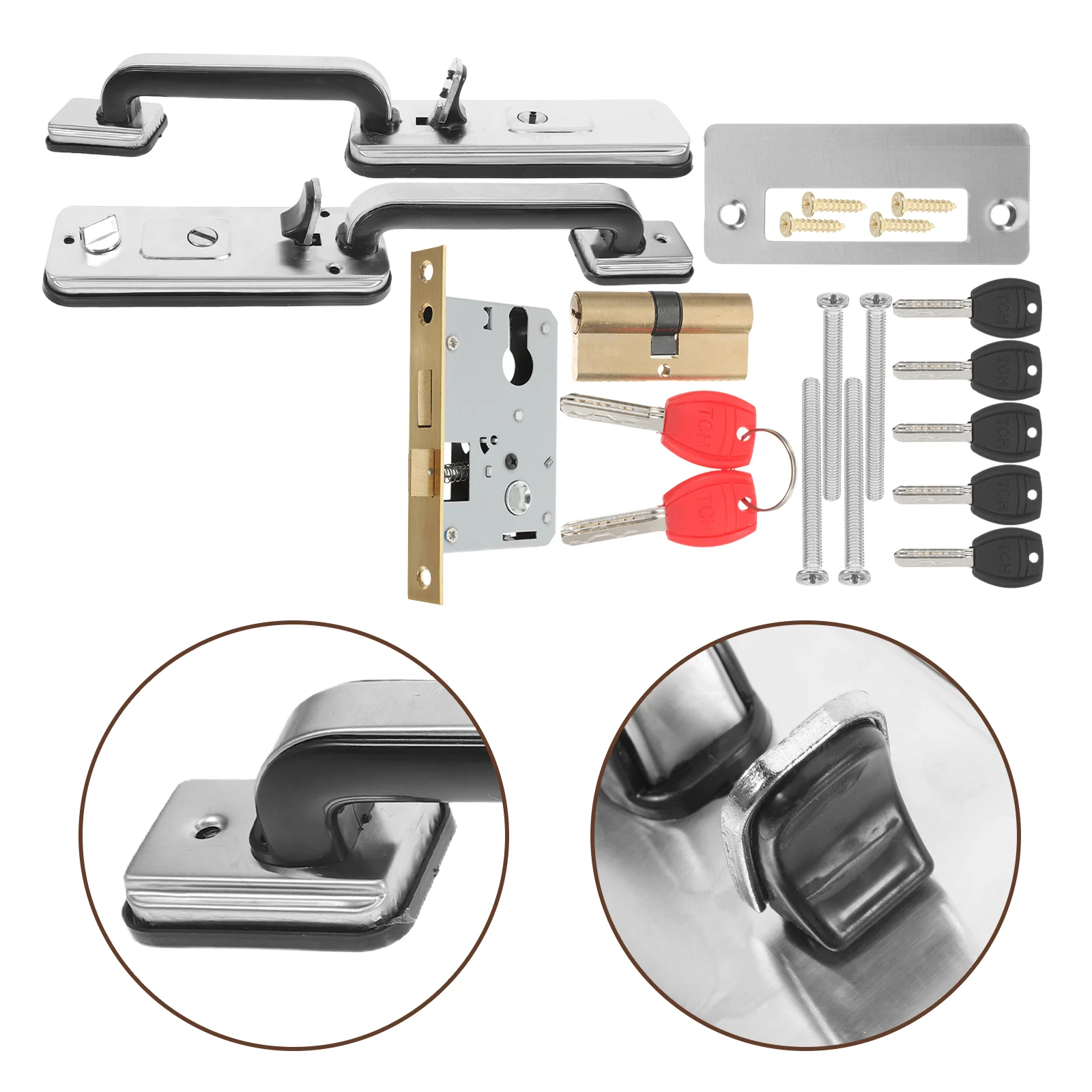 1 Set Entry Door Lock With Handle Set Heavy Duty Front Door Handle With Deadbolt Security Door Lock For Home Store Exterior Door