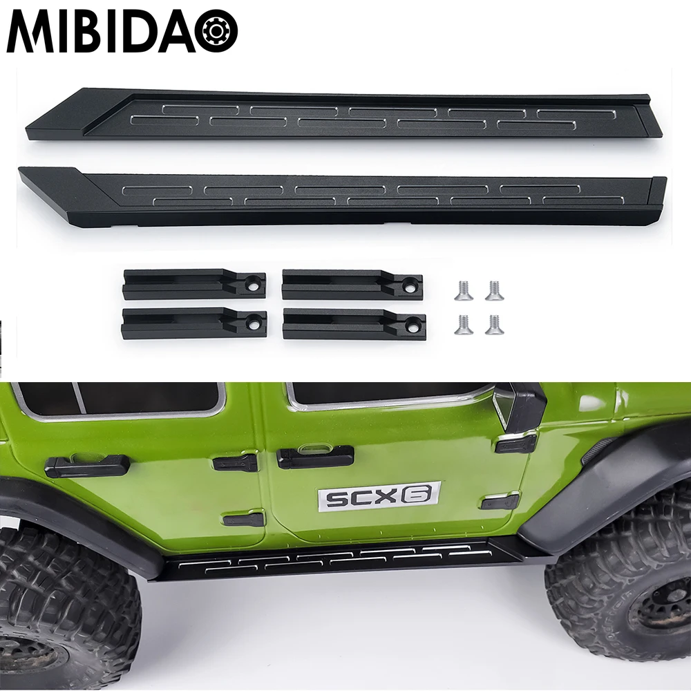 MIBIDAO Aluminum Alloy Side Pedal Foot Pedal Guard Plate for Axial SCX6 AXI05000 Jeep Wrangler 1/6 RC Crawler Car Model Parts