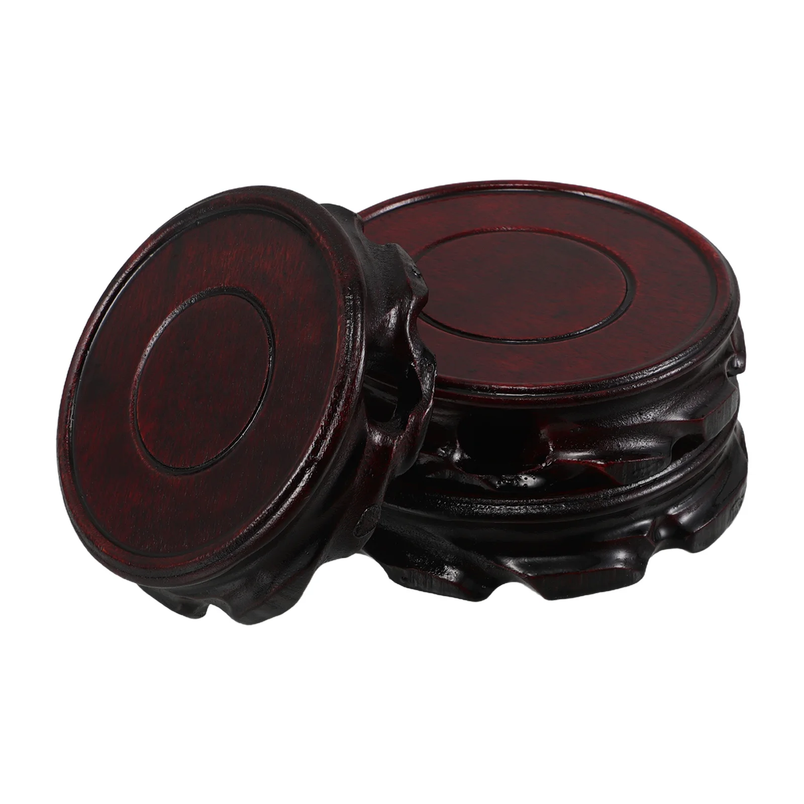 

3 Pcs Wood Carving Bracket Round Flowerpot Holder Chinese Style Display Pedestal