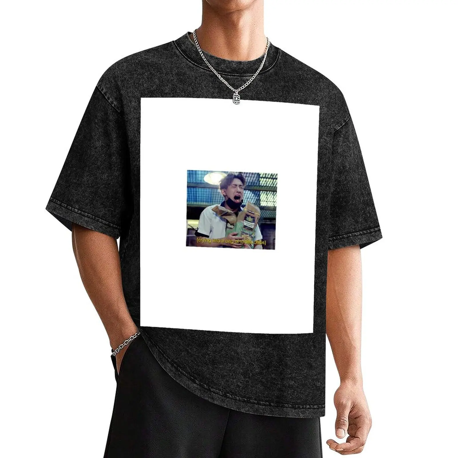

Wonho Emotionally Eating Tortilla Chips T-Shirt anime shirt new edition oversizeds Funny t-shirts mens t shirt
